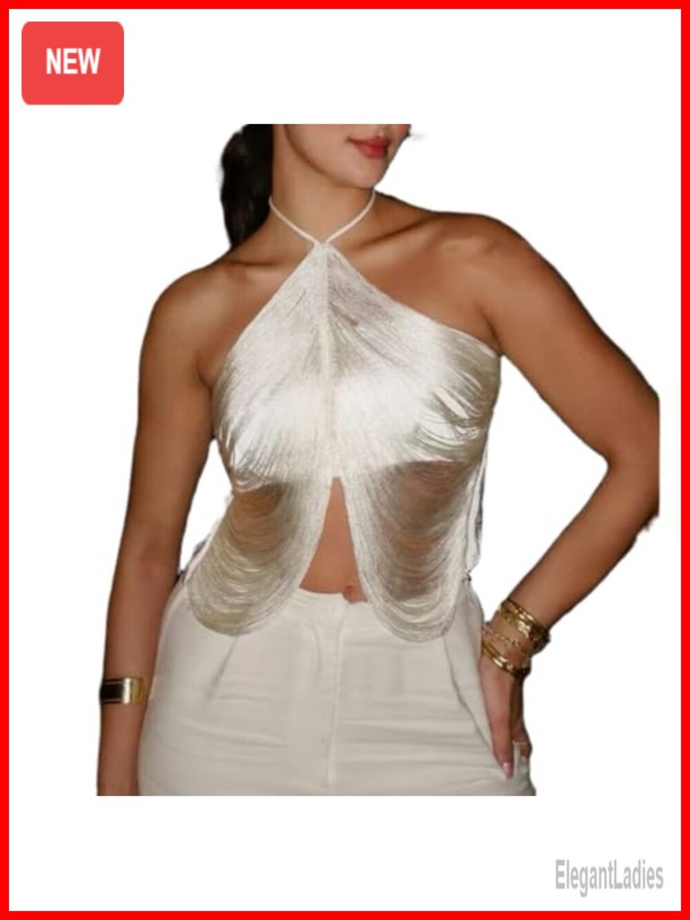 Women Western Fringe Crop Top Cowgirl Tassel Halter Cami Tank Shirt
